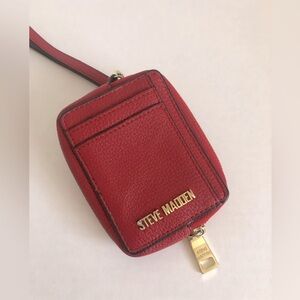 STEVE MADDEN BPIPPER SMALL ZIP  WALLET CARD CASE WRISTLET PEBBLE TEXTURED NEW